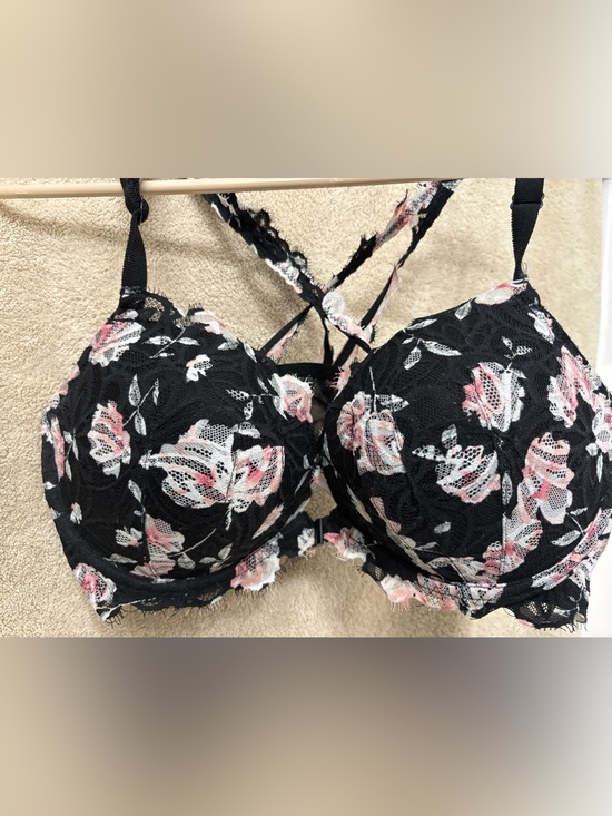 PINK Victoria's Secret Other - PINK Victoria's Secret Black Lace Bra with Pink Floral Print